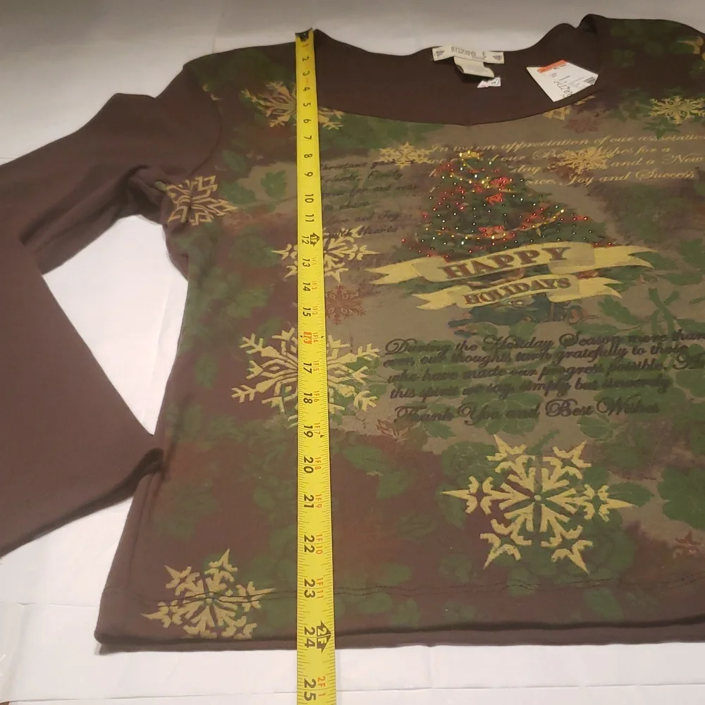 Suzee NEW Womens PL Jewel Shirt Tee Top Cotton Sweater Holidays Long Sleeve HP🎉 - Picture 9 of 13